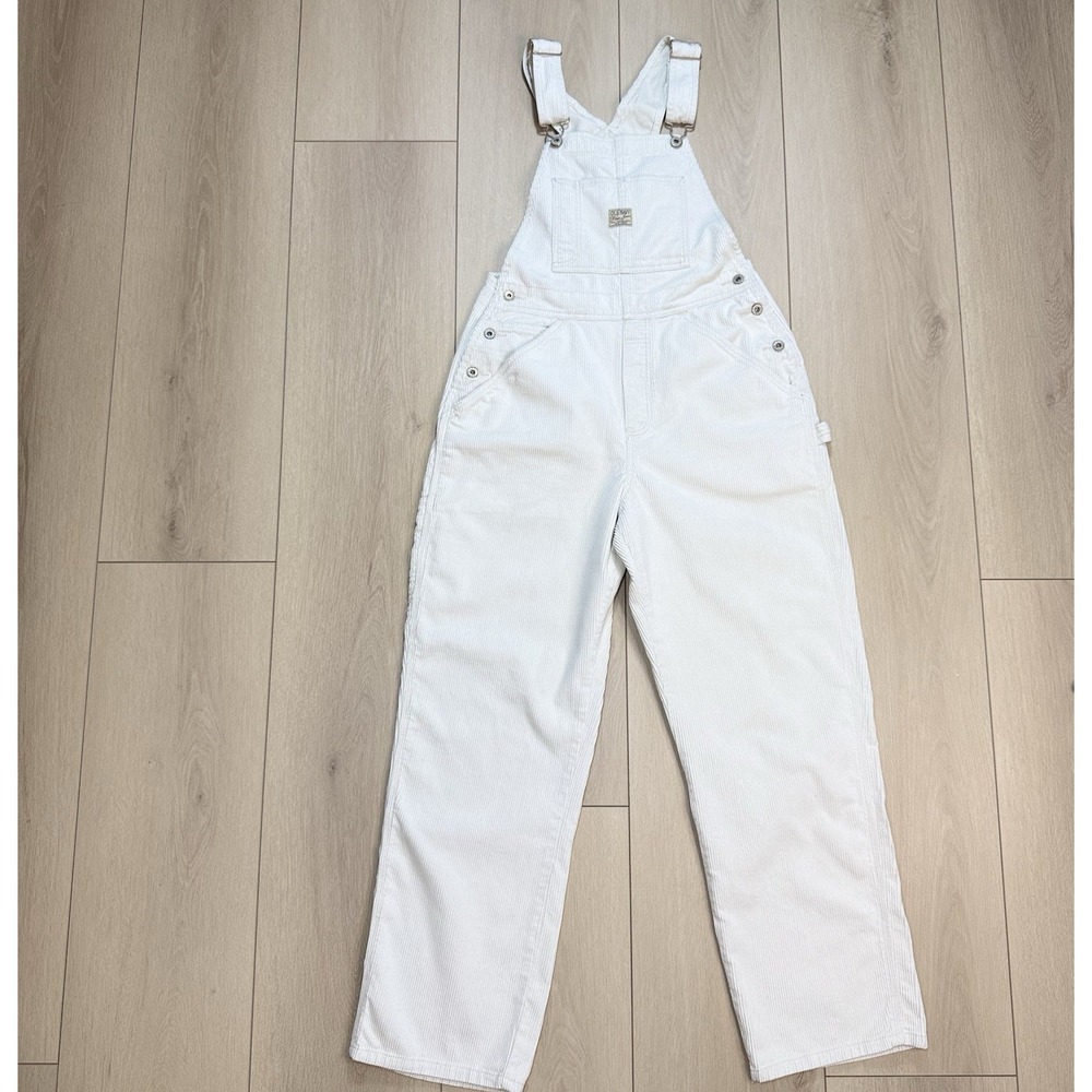 VTG/Y2K 90s Old Navy Blue Jeans UNISEX S Ivory Corduroy Overalls Carpenter‎ Bibs